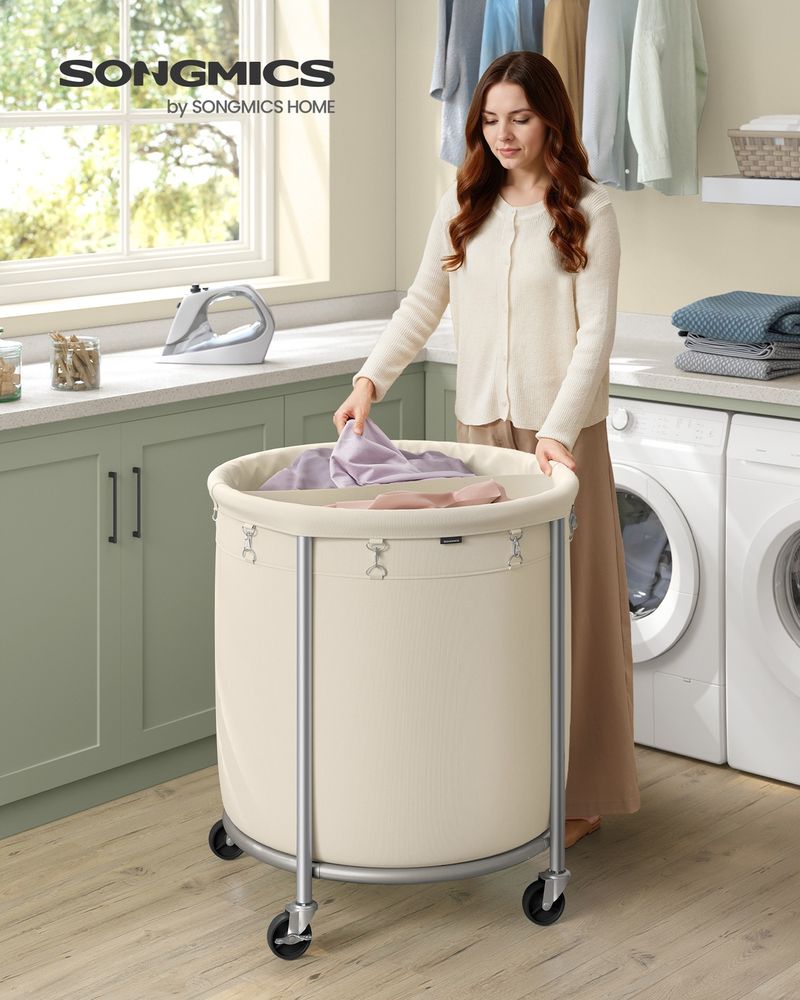 29 Gallon Laundry Basket With Wheels Removable Bag Rolling Hamper
