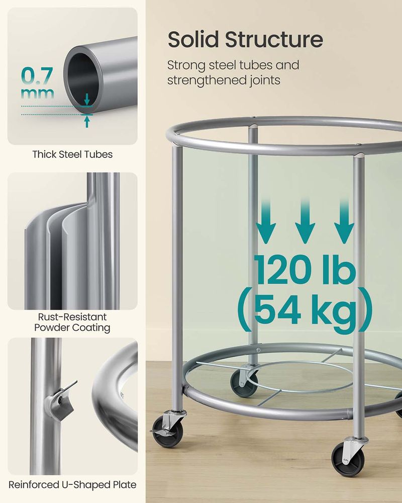 Laundry Basket - Round Rolling Hamper - With Wheels