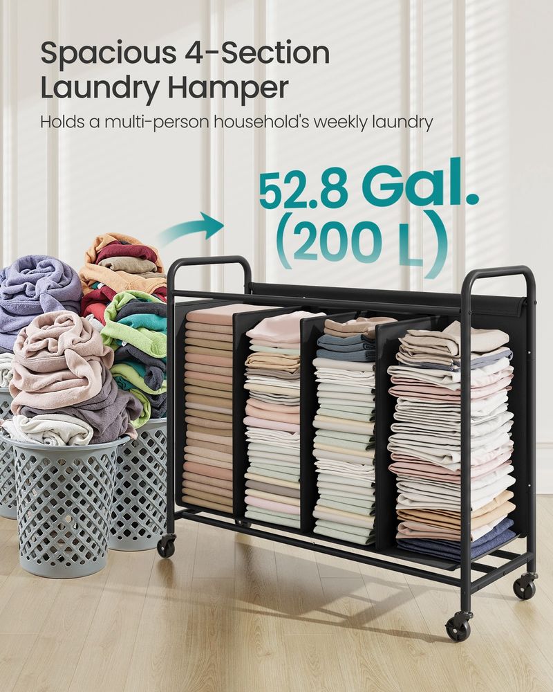 Laundry Hamper With Wheels 2 Section Laundry Sorter Basket