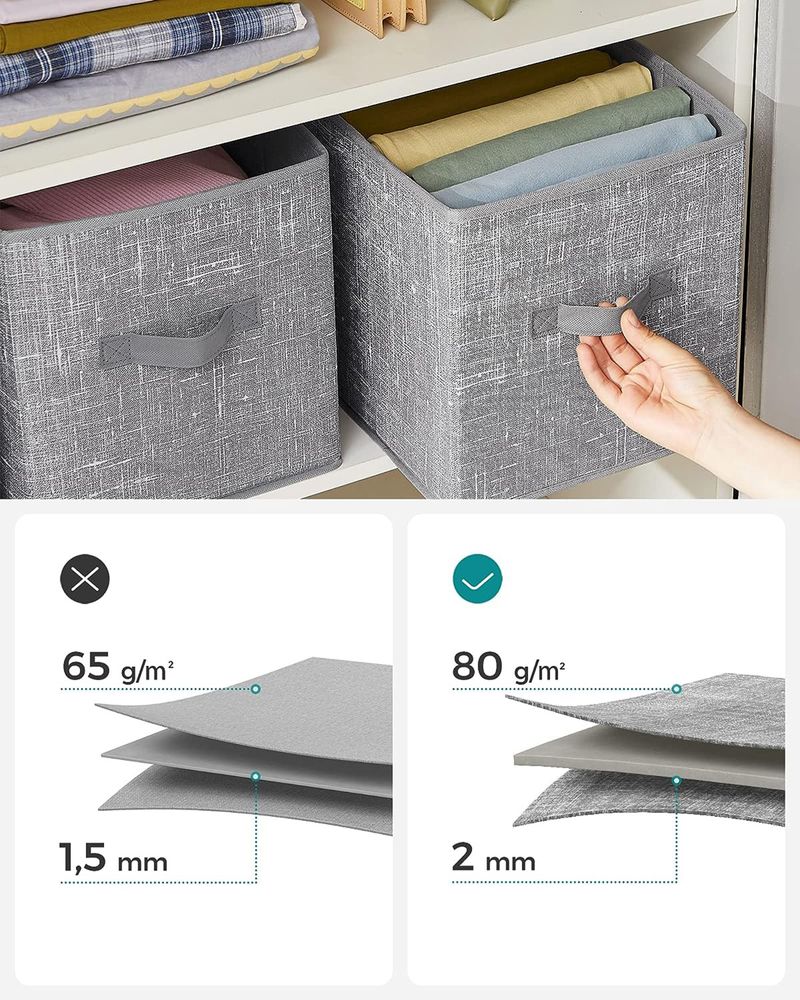 Storage Cubes - Non Woven Fabric - Double Handles - Set Of 6