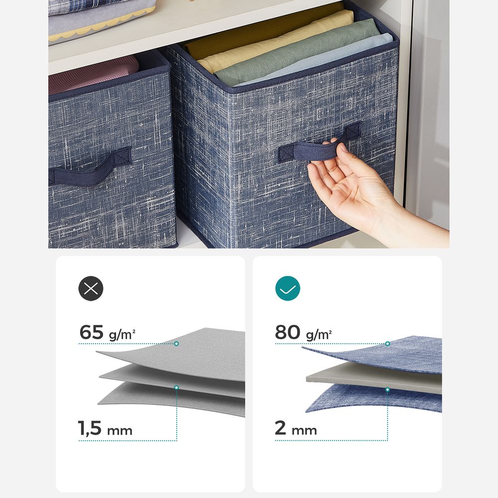 Storage Cubes - Non Woven Fabric - Double Handles - Set Of 6