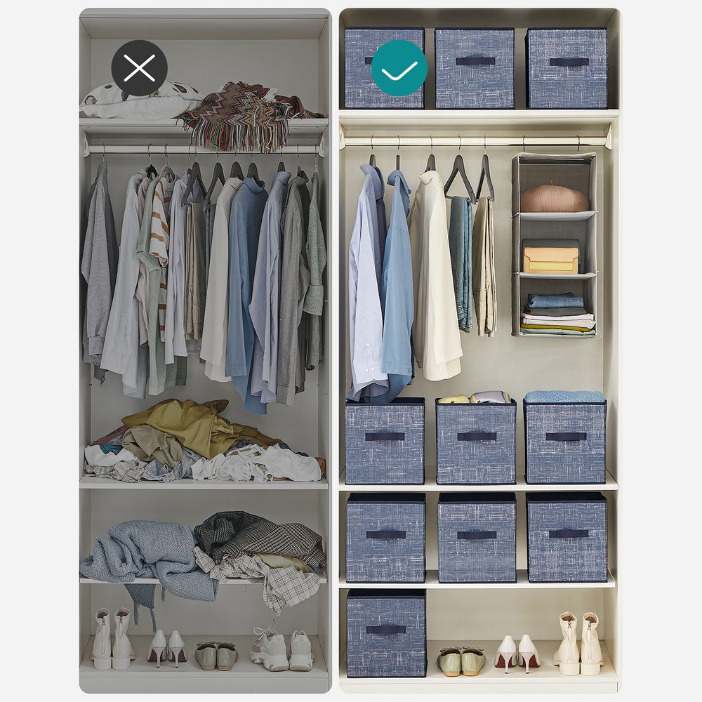 Storage Cubes - Non Woven Fabric - Double Handles - Set Of 6