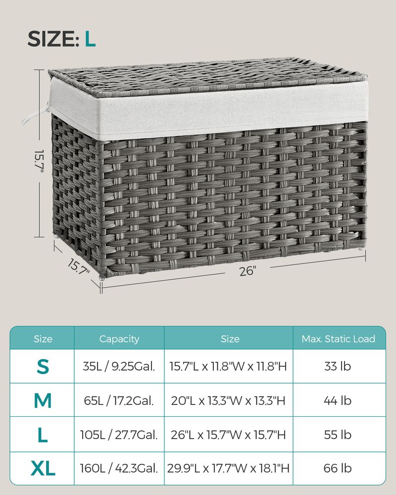 Storage Basket With Lid - 42.3 Gallon 160L - Large Capacity