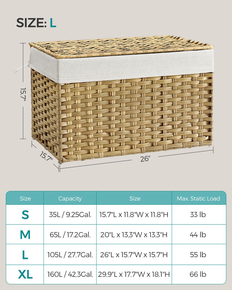 Storage Basket With Lid - 42.3 Gallon 160L - Large Capacity