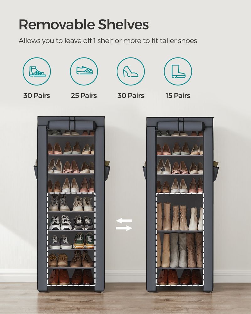 Shoe Rack Organizer - 9 Tier - With Nonwoven Fabric Cover