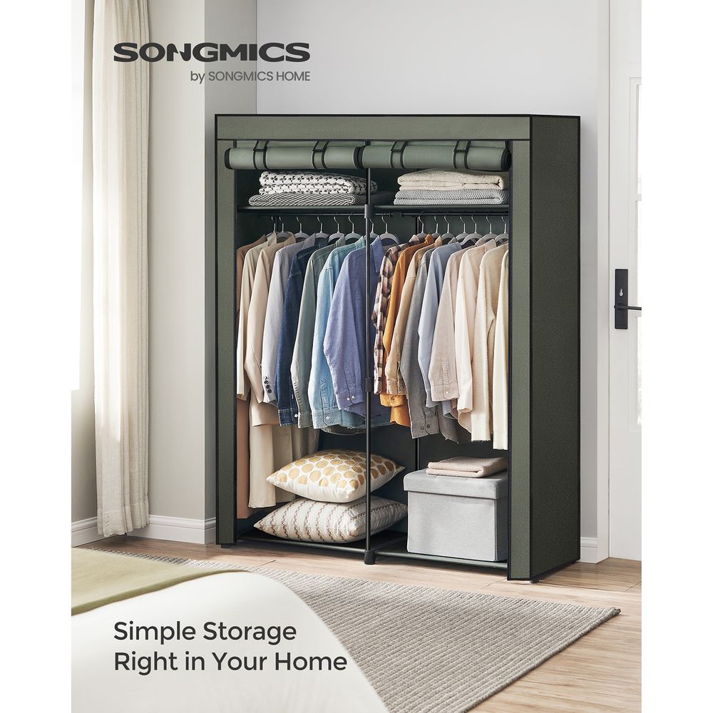 Closet Wardrobe Organizer - Fabric Cover - Hanging Rods Shelves