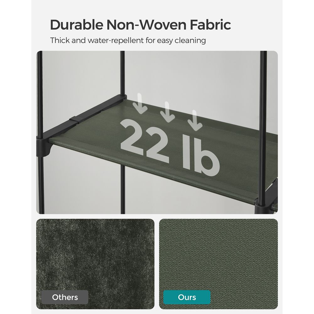 Closet Wardrobe Organizer - Fabric Cover - Hanging Rods Shelves