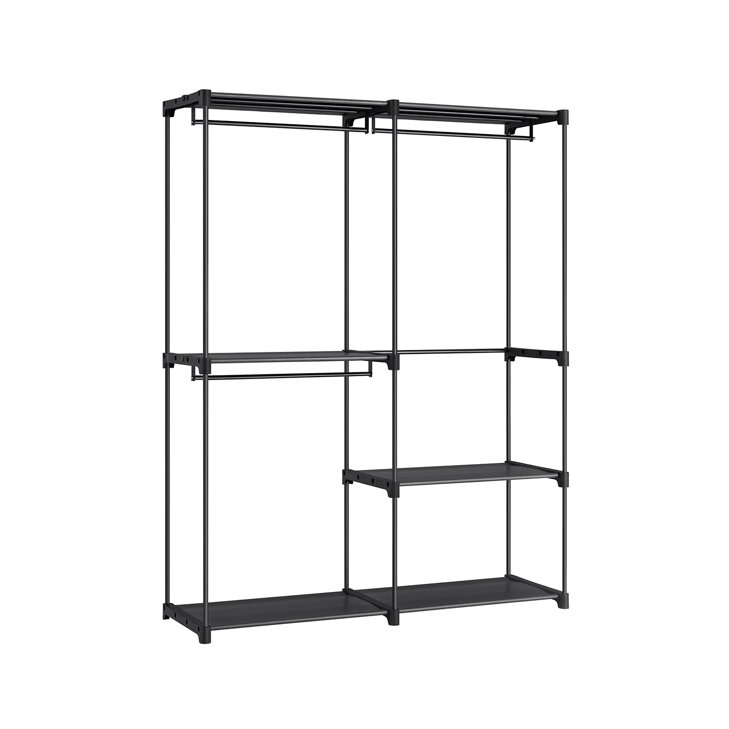 Freestanding Closet Organizer With Shelves and Hanging Rods