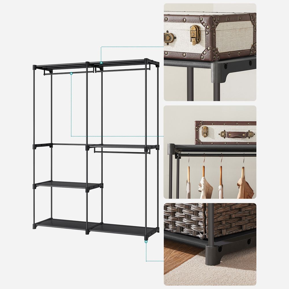 Freestanding Closet Organizer With Shelves and Hanging Rods