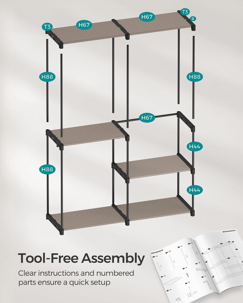 Freestanding Closet Organizer - Shelves And Hanging Rods