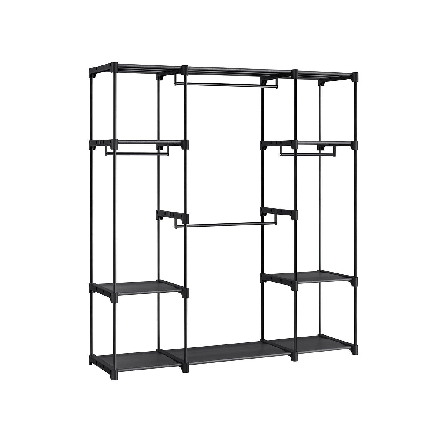 Freestanding Closet Organizer With Shelves and Hanging Rods