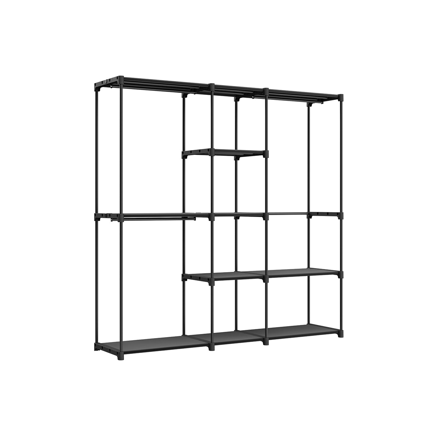 Freestanding Closet Organizer With Shelves and Hanging Rods