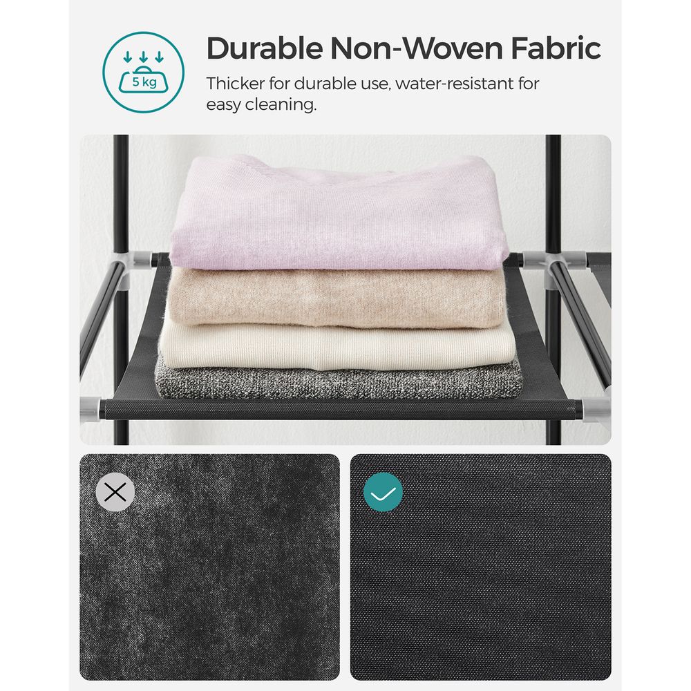 Wardrobe Closet Organizer With Cover - Hanging Rails Shelves