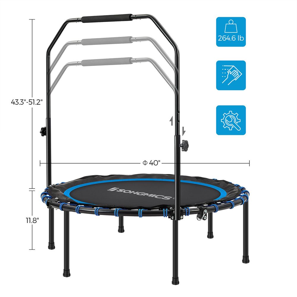 40 Inch Fitness Trampoline With Handle Indoor Rebounder Exercise Equipment