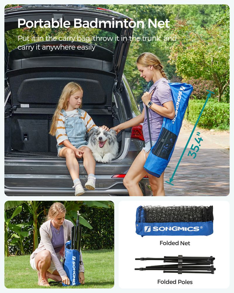 Badminton Net Portable Adjustable Height Net With Carry Bag