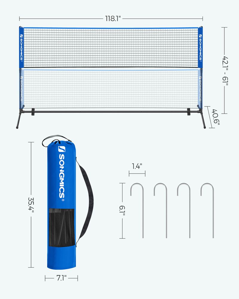 Badminton Net Portable Adjustable Height Net With Carry Bag