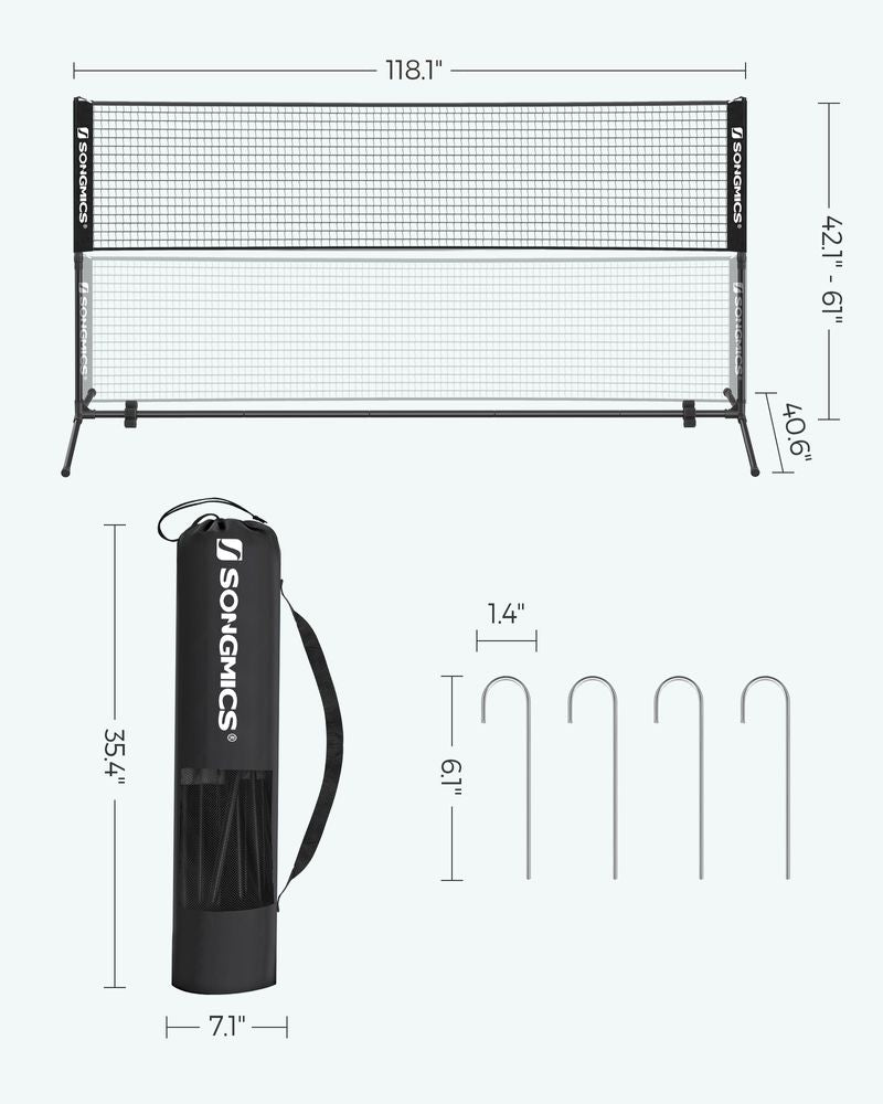 Badminton Net Portable Adjustable Height Net With Carry Bag