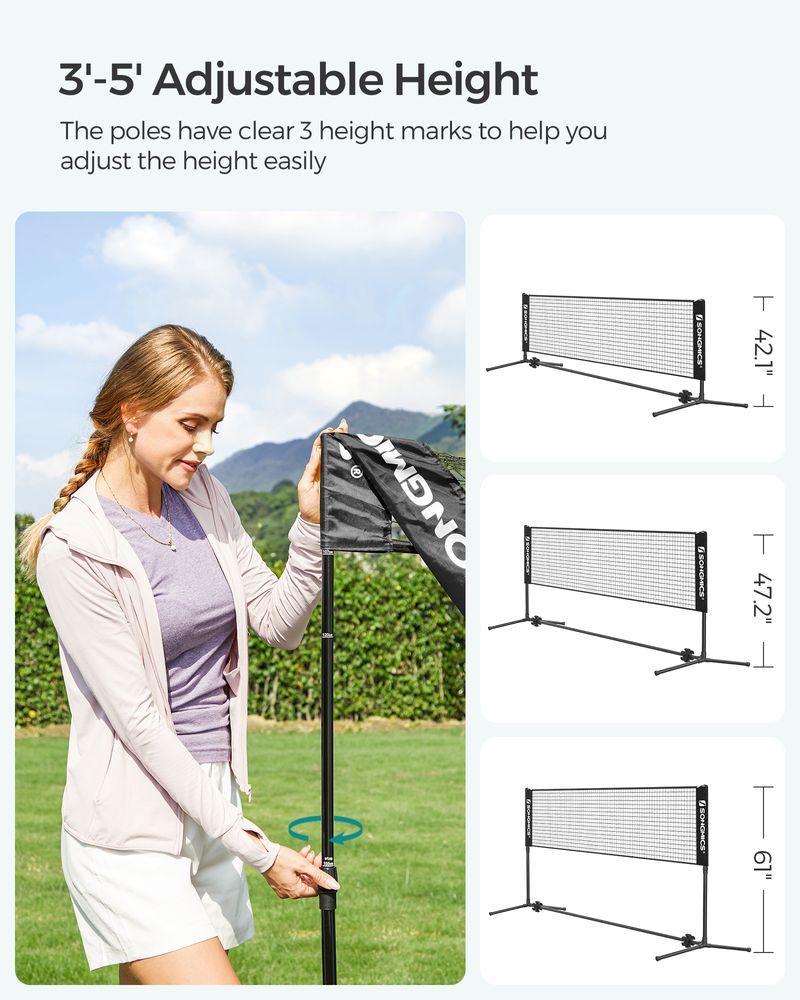 Badminton Net Portable Adjustable Height Net With Carry Bag