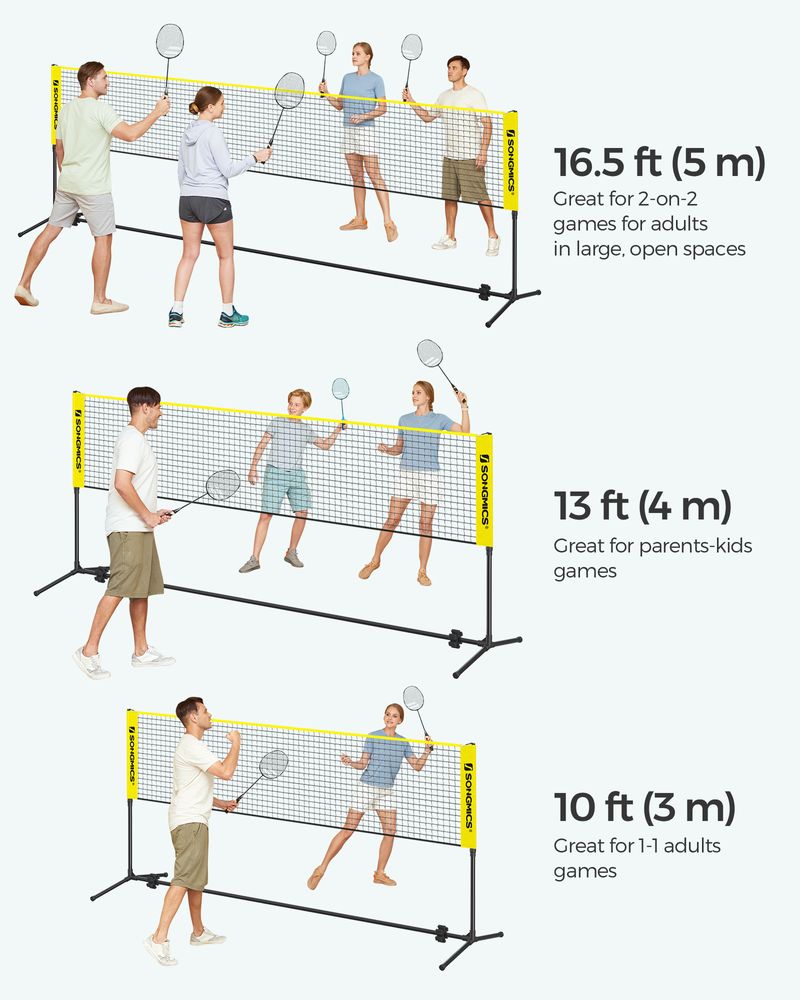Badminton Net Portable Adjustable Height Net With Carry Bag