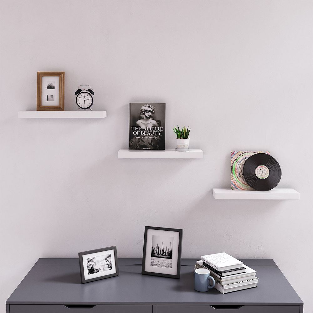 Floating Wall Shelf - With Metal Bracket - Easy Installation
