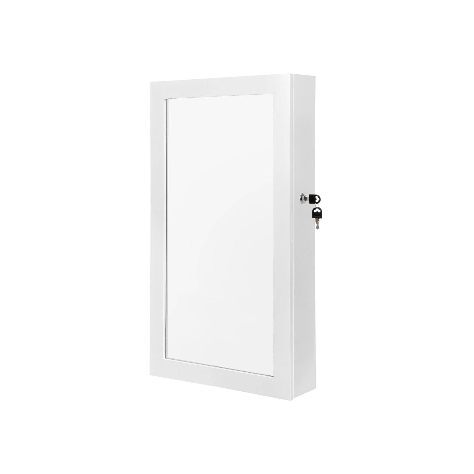 Jewelry Cabinet Armoire - Lockable Mirror - Wall Mounted Storage