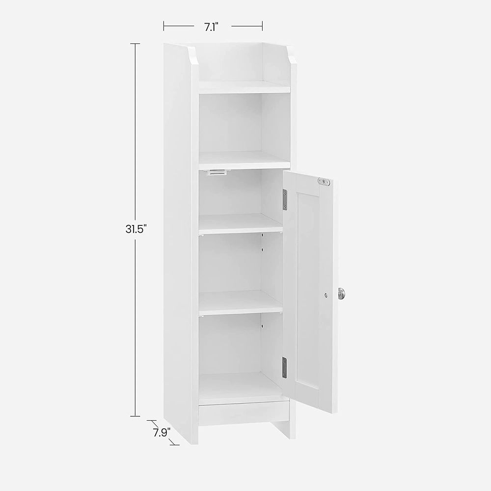 Bathroom Corner Storage Cabinet - Small Floor Unit - Adjustable Shelves