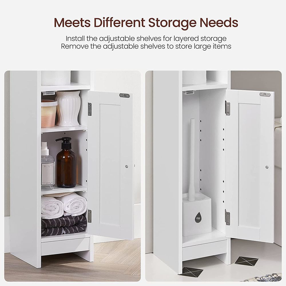 Bathroom Corner Storage Cabinet - Small Floor Unit - Adjustable Shelves