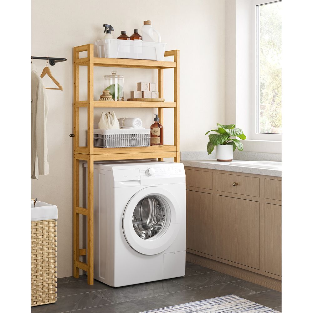 Over The Toilet Storage Shelf - 3 Tier Bamboo - Adjustable Bathroom Organizer