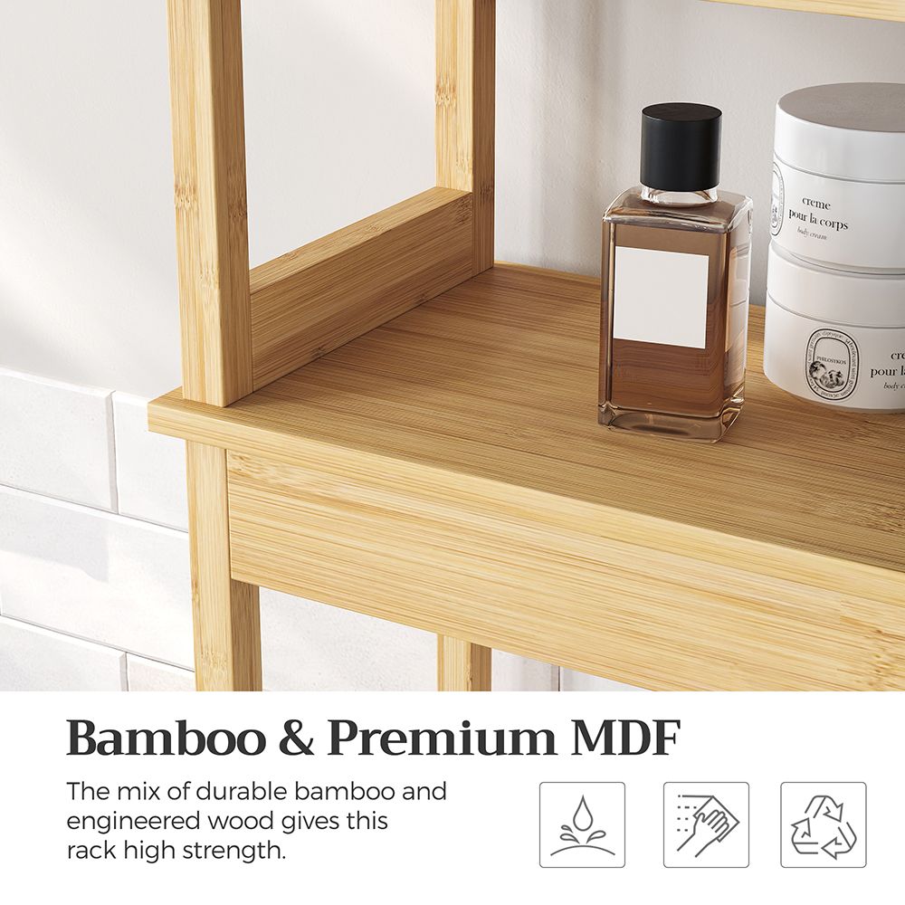 Over The Toilet Storage Cabinet - Bamboo - With Doors And Shelves