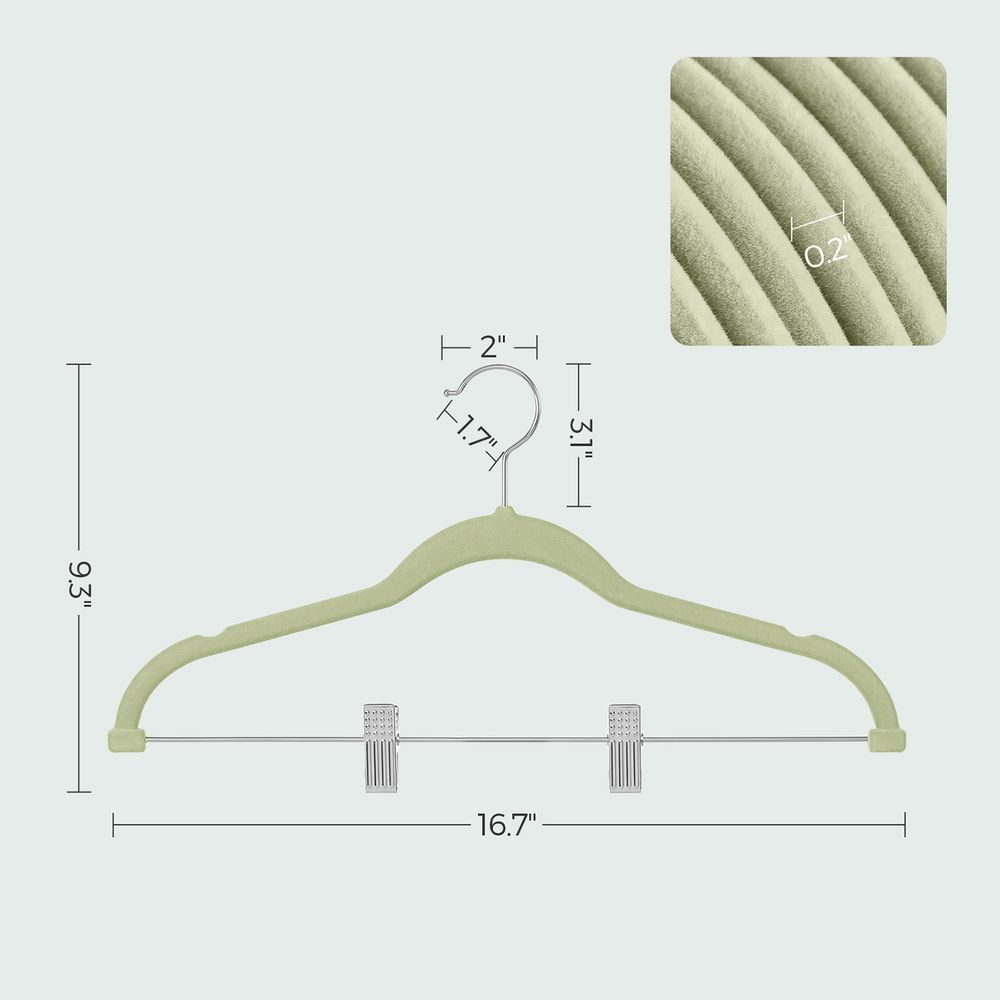 Pants Hangers - Velvet With Adjustable Clips - Set Of 30