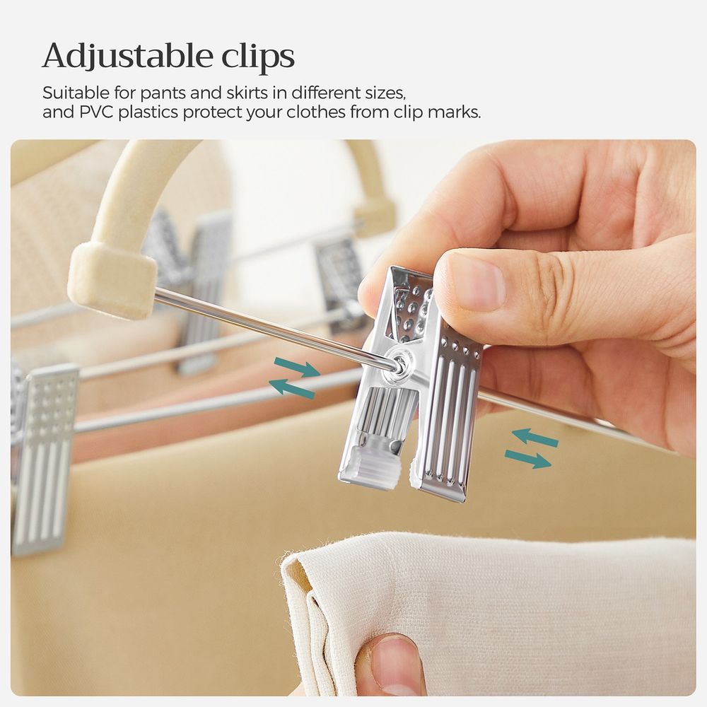 Pants Hangers - Velvet With Adjustable Clips - Set Of 30