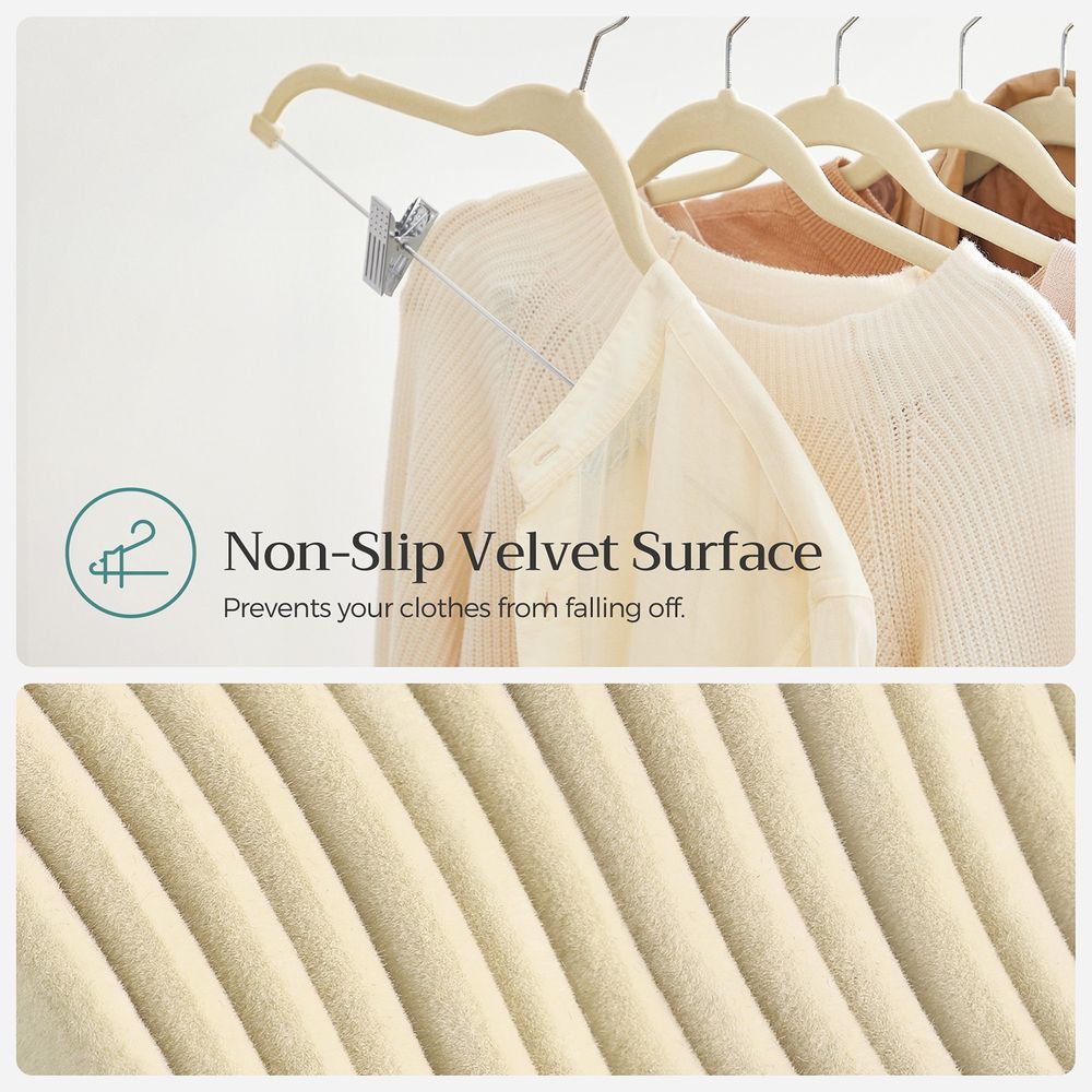 Pants Hangers - Velvet With Adjustable Clips - Set Of 30