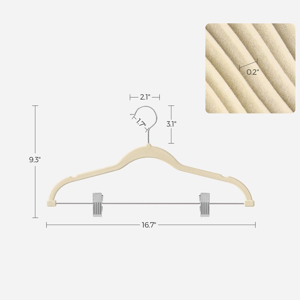 Pants Hangers - Velvet With Adjustable Clips - Set Of 30