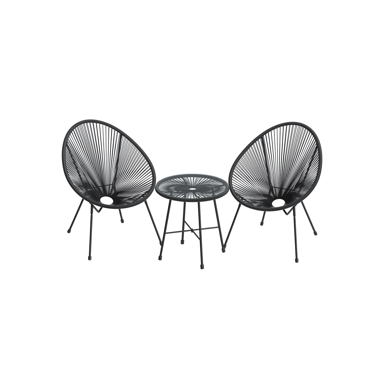 3 Piece Outdoor Acapulco Chair Set With Table Patio Seating Set
