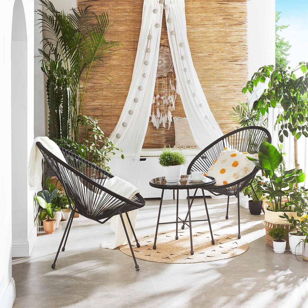 3 Piece Outdoor Acapulco Chair Set With Table Patio Seating Set
