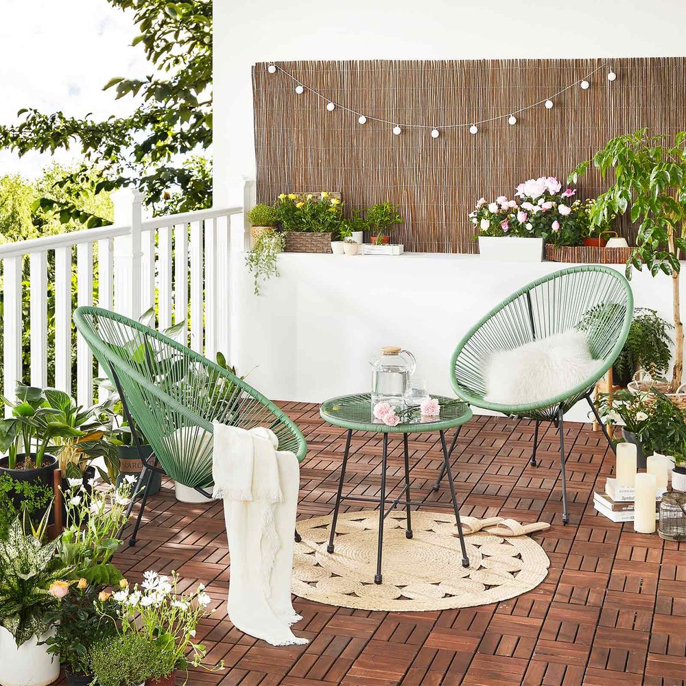 3 Piece Outdoor Acapulco Chair Set With Table Patio Seating Set