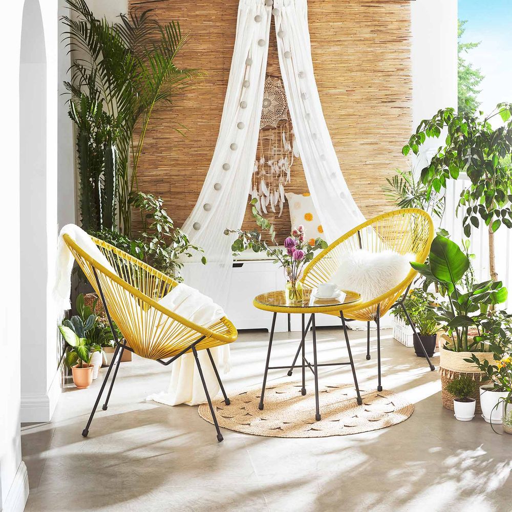 3 Piece Outdoor Acapulco Chair Set With Table Patio Seating Set