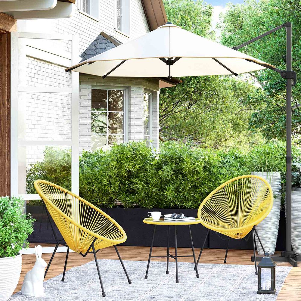3 Piece Outdoor Acapulco Chair Set With Table Patio Seating Set