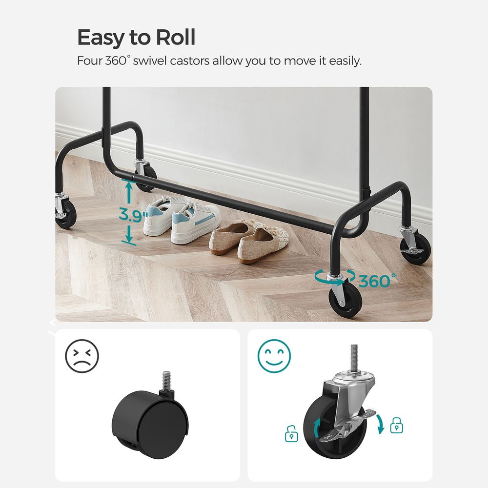 Clothes Rack - Heavy Duty Rolling - With Locking Wheels
