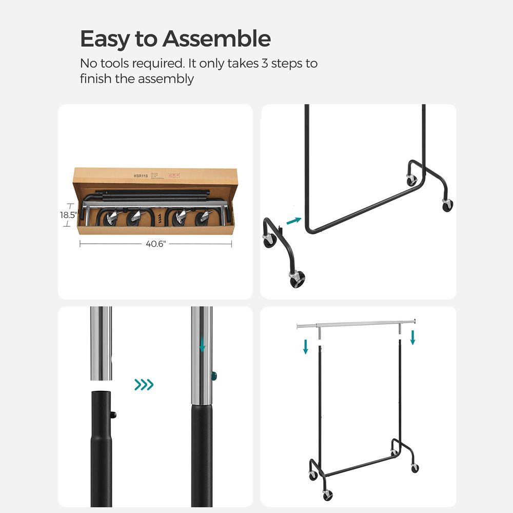 Clothes Rack - Heavy Duty Rolling - With Locking Wheels