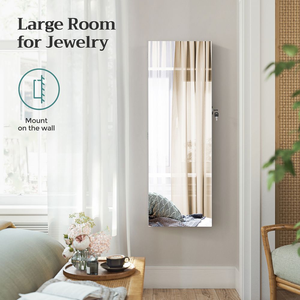 Jewelry Cabinet Armoire - Lockable - Full Length Mirror Storage