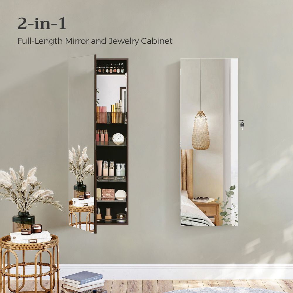 Jewelry Cabinet Armoire - Lockable - Full Length Mirror Storage