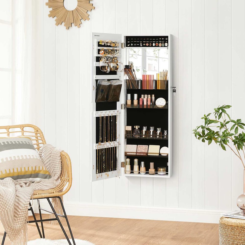Jewelry Cabinet Armoire - Lockable - Full Length Mirror Storage