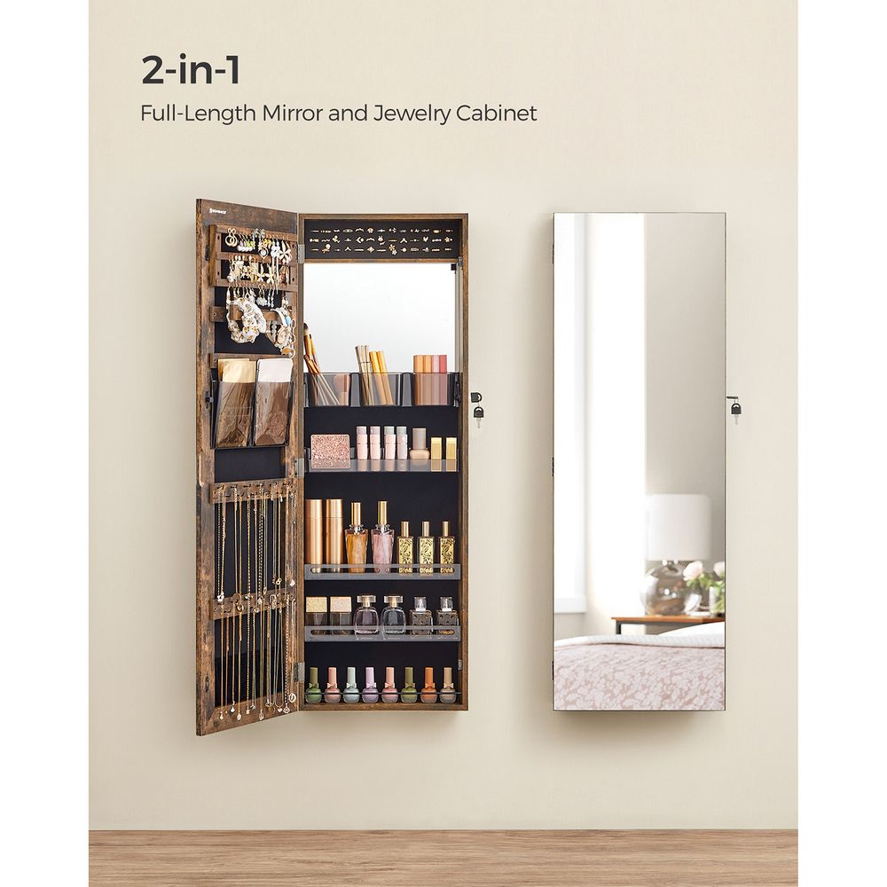 Jewelry Cabinet Armoire - Lockable - Full Length Mirror Storage