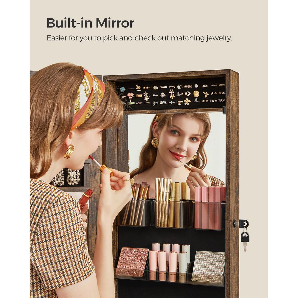 Jewelry Cabinet Armoire - Lockable - Full Length Mirror Storage