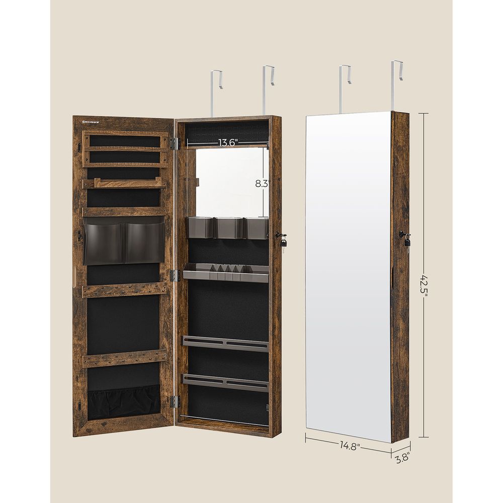 Jewelry Cabinet Armoire - Lockable - Full Length Mirror Storage