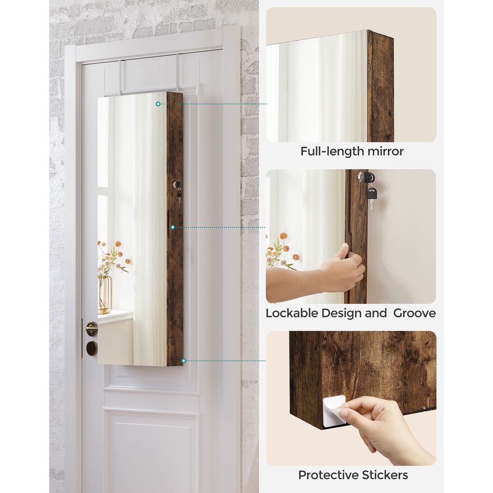 Jewelry Cabinet Armoire - Lockable - Full Length Mirror Storage