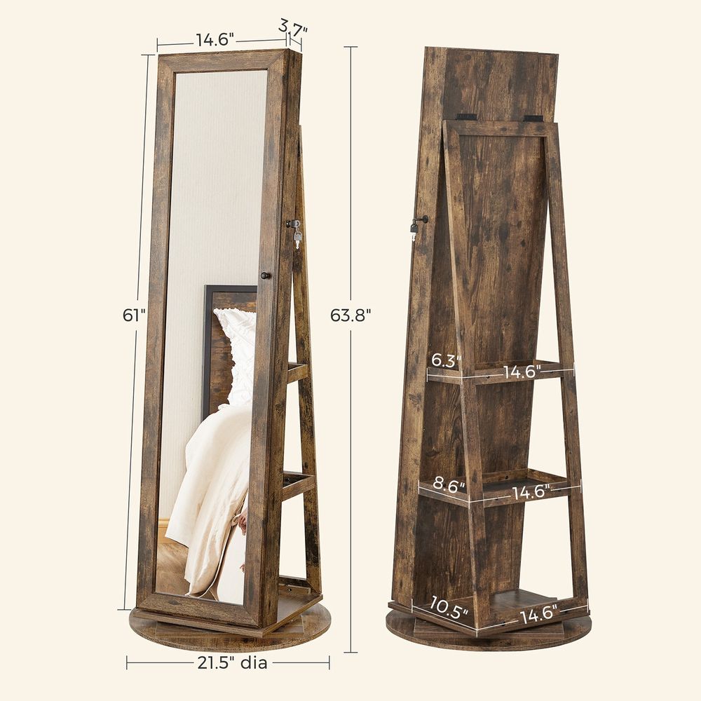 Jewelry Organizer Cabinet - Lockable - Full Length Mirror
