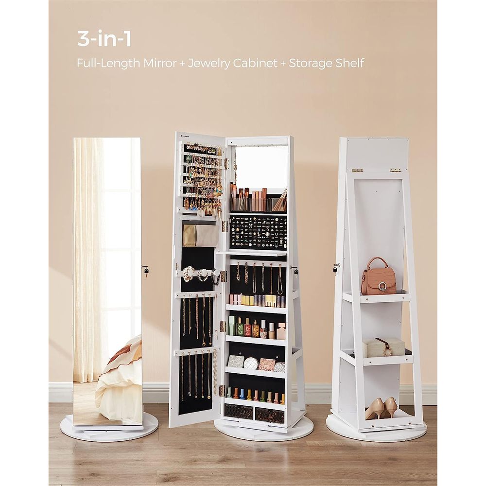 Jewelry Organizer Cabinet - Lockable - Mirror - 6 LED Lights