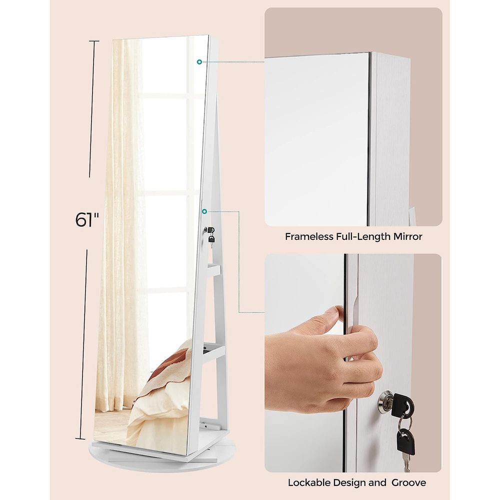Jewelry Organizer Cabinet - Lockable - Mirror - 6 LED Lights